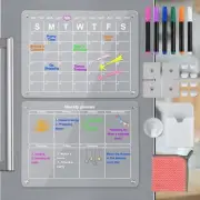 MIZEXE Acrylic Monthly and Weekly Magnetic Fridge Calendar, 2 Pcs Acrylic Calend
