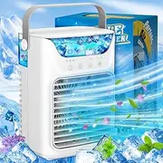 Portable Air Conditioners Fan, 600ML Evaporative AC Air Cooler Humidifier with 3 Speeds 7 Colors Light & 2~6h Timer Personal Mini Conditioner, Desktop Cooling Fan for Home Room Office