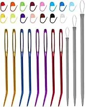 TOYMIS Large-Eye Blunt Needles Kit, Including 8PCS Curved Tapestry Needles 3PCS Yarn 15PCS Stitch Markers, Macrame Needles Darning Needles Knitting Wool Needles Hand Stitch DIY Crafts (Z08166)