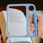 FwQoFvk Large Rectangle Magnifying Glass 5X 10X Handheld Magnifying Glass 48 LED 3 Modes Adjustable Lighted Magnifier Page Reading Magnifier Rectangular Handhold Magnify for Seniors (Blue)