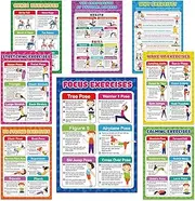 gisgfim Exercise Posters Stretching Yoga Workout Poster Physical Educational Fitness Decoration Physical Bodyweight Workout Guide Chart for Home Classroom Gym Men Women Laminated Colored Illustration