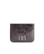 Balenciaga Logo Plaque Metallic Card Case One size Gray