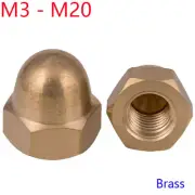 M3 M4 M5 M6 M8-M20 Solid Brass Hexagon Cap Nuts Hex Acorn Nuts FOR Bolts Screws