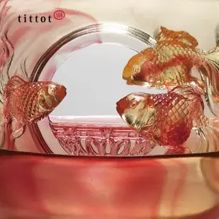 【tittot 琉園】緣滿金玉_吉獸_魚(琉璃/禮物/玻璃/水晶/藝術品/擺飾/禮贈/企業/送禮/金/玉/金魚)