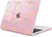 Mektron Compatible with M4 MacBook Air 15 inch Case 2025 A3241 2024 2023 M3 A3114 A2941 M2 Liquid Retina Display Touch ID, Plastic Hard Case & Keyboard Skin - Gilitter Pink Colorful Bows