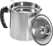 NAMOARLY Stainless Steel Oil Pot with Strainer Kitchen Tool for Grease Storage and Filtering Cooking Oil Container with Handle for Easy Pouring and Cleanup