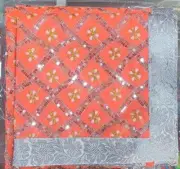 Rumala Sahib Double Set (Threadwork,Silver Gota) For Guru Granth Sahib Orange