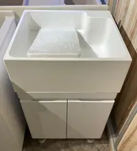 在飛比找Yahoo!奇摩拍賣優惠-德浦50X45公分霧面人造石洗衣槽+防水白木紋浴櫃