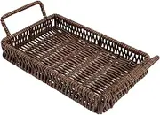 Woven Food Serving Basket for Fruits Vegetables Rectangular Storage Tray with Handles Elegant Design for Home and Organization for Snacks Household Storage