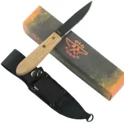 Old Forge Bushcrafter Fixed Blade Knife Wood Handles Sheath Sharpening Stone