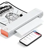 [Phomemo] Portable Printer for Travel (A4 & Tattoo), M08F Bluetooth Mobile Inkless Printer Support A4 Size, No-Ink Thermal Compact, Compatible with Android and iOS Phone & Laptop