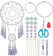 BEUNITONE Purple Dream Catcher Kit - Make Your Own Wall Hanging With Tassels, Beads and Instructions for Bedroom, Nursery, Wedding Party Decor