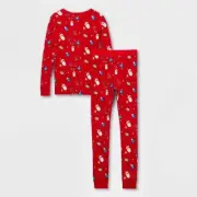 Santa Print Cotton Ribbed Holiday Matching Family Pajama Set Multi Sz