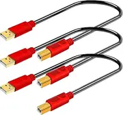 tunghey 3Pack Short USB Printer Cable 0.3m, USB A to USB B Printer Cable, High-Speed Printer Cord for Scanners, Laptop, Computer, USB MIDI Cable for Digital Piano MIDI Controller