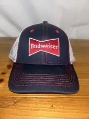 BUDWEISER TRUCKER HAT navy blue red white mesh snapback bowtie beer men/women