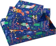 Christmas Wrapping Paper Roll - Mini Roll - Christmas Cat in Sock Pattern - Grea
