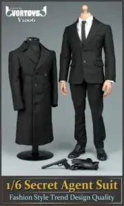 VORTOYS V1006 1/6 James Bond 007 Agent Suit Overcoat For 12" Male Figure