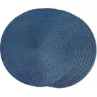 Round Braided Placemats Set of 8 Place Mats for Dining Table Woven 8pcs Blue