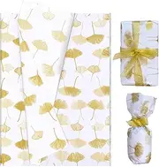 Hjvvr Gold Leaves Tissue Paper,Leaf Wrapping Tissue Paper,20sheets 50x35cm Gift Wrapping