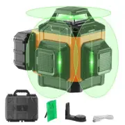 100ft Self Leveling Laser Level, Manual Green 3 x 360 Cross Line Laser, Remo...