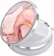 Nipichsha Pill Box, Small Case for Purse & Pocket, Cute Pink Marble