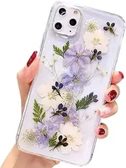iPhone SE 2020 Case iPhone 8 Mobile Phone Case Flower iPhone 7 Mobile Phone Cases Crystal Real Dried Flowers Protective Silicone Back Cover Handmade Bumper Case Cover for iPhone 7/8/SE 2020 4.7