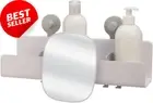 Easystore Large Shower Shelf with Removable Mirror - White