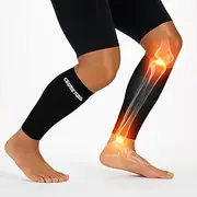 COPPER HEAL Calf Copper Compression Sleeves (Pair) Sport Muscle Strains Shin Splints Leg Socks Guard Running Marathon Soccer Rugby Tennis Golf Maternity Flight Gym Work