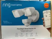 ring Smart Lighting Floodlight Wired Starter Kit (White) With Bridge