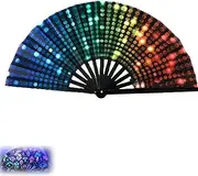 [Generic] Decorative Hand Fan Foldable Line Dance Fan: Handheld Craft Fan with Glowing Colors, Suitable for Dance Lovers and Home Decoration