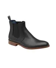 JOHNSON & MURPHY Mens Black Pull Tab Danby Round Toe Block Heel Chelsea 8 M
