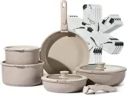 15Pcs Pots and Pans Set, Nonstick Cookware Set Detachable Handle, Induction Kitc