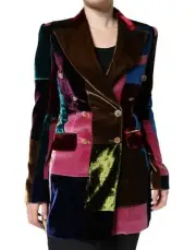 Dolce & Gabbana Multicolor Double Breasted Patchwork Blazer Women's Jacket