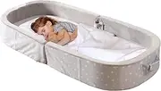 BYBYME Portable Waterproof Crib Floor Bed Toddler Travel Bed with Mattress, Washable Fitted Sheet Foldable Travel Cot for Camping Sleepovers, Grey