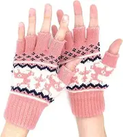 [ALLY-MAGIC] Fingerless Gloves for Women, Winter Thermal Gloves Half-finger Warm Knited Gloves for Smartphone Outdoor Sports Driving, Skiing, Running Y4-XLBZST