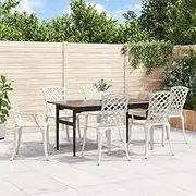 Patio Furniture Sets Garden Chairs 6 pcs Cast Aluminium White