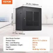 12U Wall Mount Server Cabinet 155 Inch Deep Secure Rack Enclosure for IT