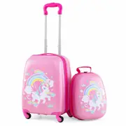 Costway 2PC Luggage Set Suitcase & Backpack Travel Carry On Bag Baggage Gift Unicorn Pattern