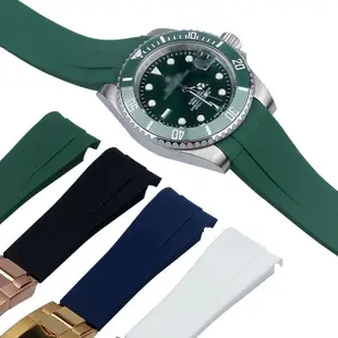 現貨好品質矽膠錶帶適配勞力士黑綠水鬼王藍遊艇迪通拿格林尼治GMT錶帶20MM