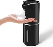 Automatic Soap Dispenser, Touchless Foaming Soap Dispenser 380ml USB Rechargeable Dispenser Electric Wall Mounted 4 Levels Adjustable Foam Soap Dispenser Pump for Bathroom Kitchen Dish Soap (Black)