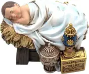 Baby Jesus in a Manger with Gifts Figurine, Freestanding Tabletop Decoration