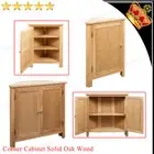 Corner Cabinet Solid Oak Wood with 1/2 Doors Cupboard Sideboard Storage Shelf
