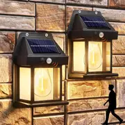 4 Solar Powered Wall Lantern Outdoor Motion Sensor Lights Garden Security Lamp