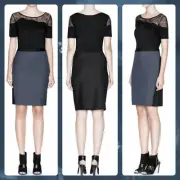 NWT Elie Tahari "Jessa" Colorblock Wool Blend Pencil Skirt Size Sm $198