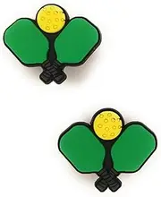 [WORKED LIKE A CHARM] WorkedLikeACharm 2pcs Pickleball Paddles and Ball Sports Shoe Charms for Clog Shoes Decoration Gift, Waterproof PVC, No Gemstone