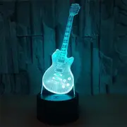 Guitar Shape 3D Colorful LED Vision Light Table Lamp Touch Version