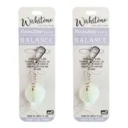 2PK Wishstone Moonstone Stone of Balance Heart Bag Clip Charm Keyring 10cm White