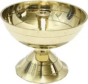 Round Brass Diya Paro Pyali Golden Diya Jyot Deepak Pooja Dia Brass Diwali Puja Diwali Diya/Deepawali Deepak Oil Lamps/Christmas Decoration Engraved Unique Design Gift Items Pack of 1 with phouch