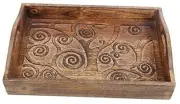 Tree of Life Wooden Breakfast Serving Tray with Handle for Tea Snack Dessert