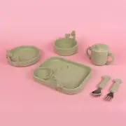 Nuby Fun 6-Piece Green Giraffe Dinnerware Set -Tray, Bowl, Plate, Cup & Utensils